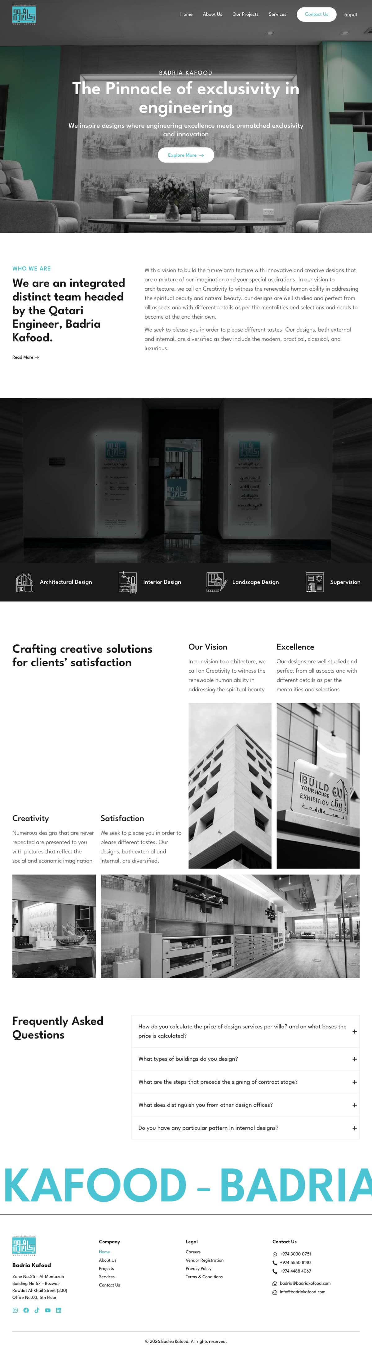 Badria Kafood website, full page on desktop