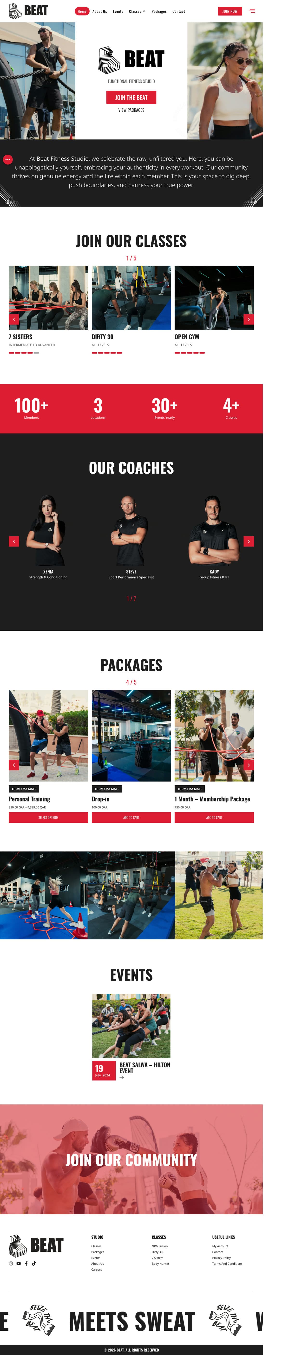 BEAT website, full page on desktop