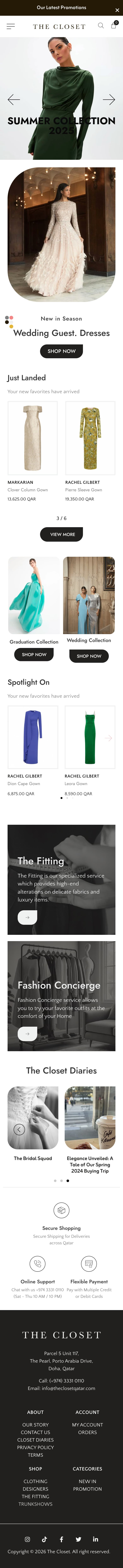 The Closet website, full page on a phone